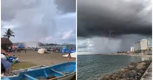 (MÉXICO) CAPTAN FORMACIÓN DE TROMBA Y POSTERIOR TORNADO EN VERACRUZ