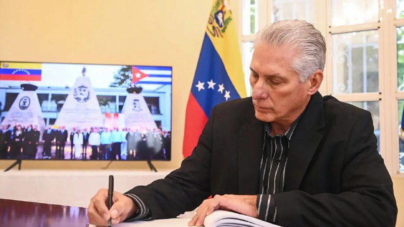 (CUBA) PRESIDENTE DÍAZ-CANEL FIRMÓ LIBRO DE CONDOLENCIAS A CAÍDOS DURANTE ATAQUE MILITAR DE EEUU CONTRA VENEZUELA