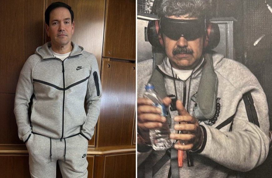(EEUU) !ES TENDENCIA! MARCO RUBIO LUCE EL FAMOSO CHÁNDAL GRIS SIMILAR AL QUE USO EL PRESIDENTE MADURO TRAS SER SECUESTRADO