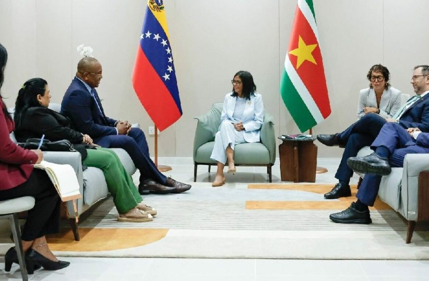(VENEZUELA) PRESIDENTA ENCARGADA SOSTUVO ENCUENTRO CON MINISTRO DE EXTERIORES DE SURINAM PARA FORTALECER COOPERACIÓN ESTRATÉGICA