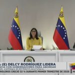 (VENEZUELA) PRESIDENTA ENCARGADA DELCY RODRÍGUEZ ENCABEZÓ VIDEOCONFERENCIA CON GOBERNADORES PARA EVALUAR OPERATIVIDAD DEL SEN