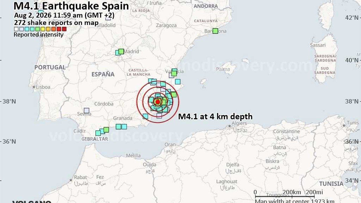 (ESPAÑA) FUERTE SISMO DE MAGNITUD 4.1 SACUDIÓ MURCIA
