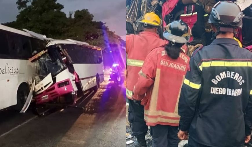 (VENEZUELA) CHOQUE DE AUTOBUSES DEJAN TRES FALLECIDOS Y UN HERIDO EN LA AUTOPISTA REGIONAL DEL CENTRO